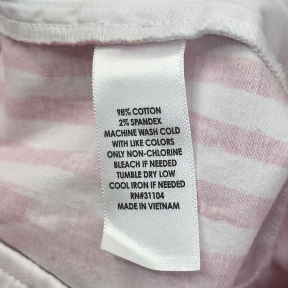 Crown & Ivy Womens Scallop Hem Striped Shorts Size 4 Pink & White Cotton Blend - Picture 4 of 11